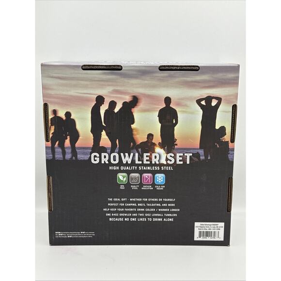 Subzero Stainless Steel Growler Set - 64oz Growler & Two 12oz Lowball Tumblers - Picture 6 of 8